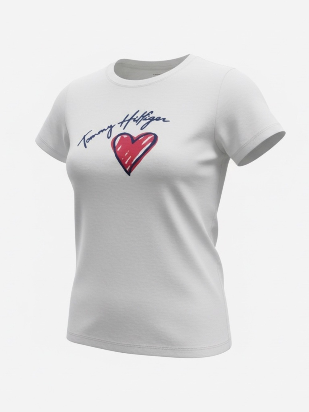 Tommy Hilfiger White Tee with Red Heart and Navy Script